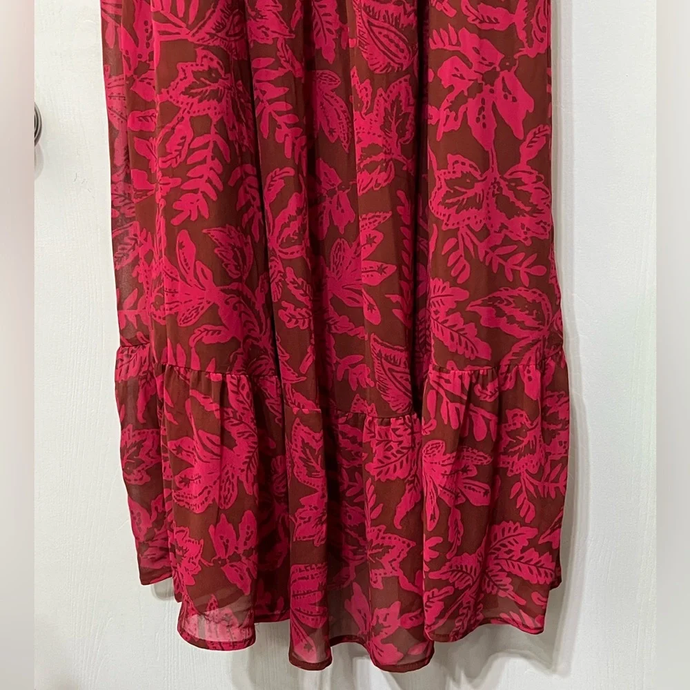 Torrid Tea Length Smocked Bodice A-Line Leaf Print Dress Size 3x